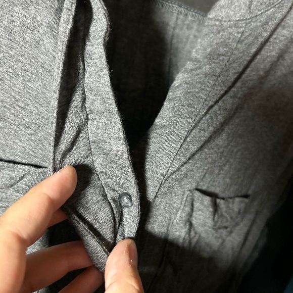 Metaphor Sheer Black Sleeve Blouse w/Gray Knit Bodice+Pockets, Medium - Picture 6 of 8